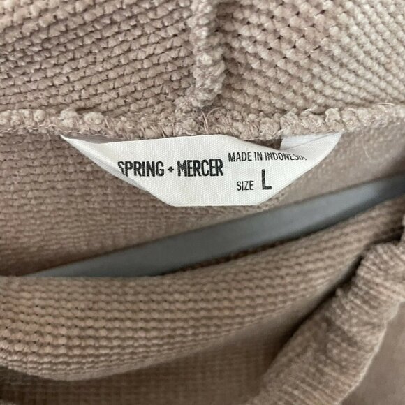 Spring + Mercer Pink Blush Velvet Chenille Soft Cowl Neck Sweater with Tie Sz Lg - Picture 2 of 5